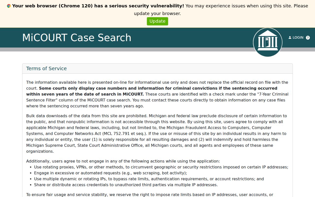 Crawford County warrant check: 46th Circuit Court case search entry