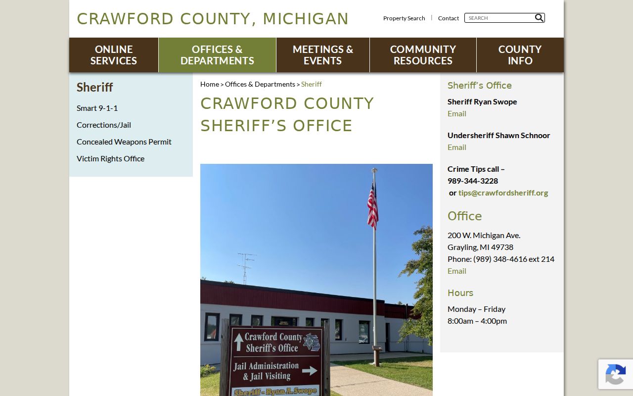 Crawford County arrest warrant lookup: county sheriff office page
