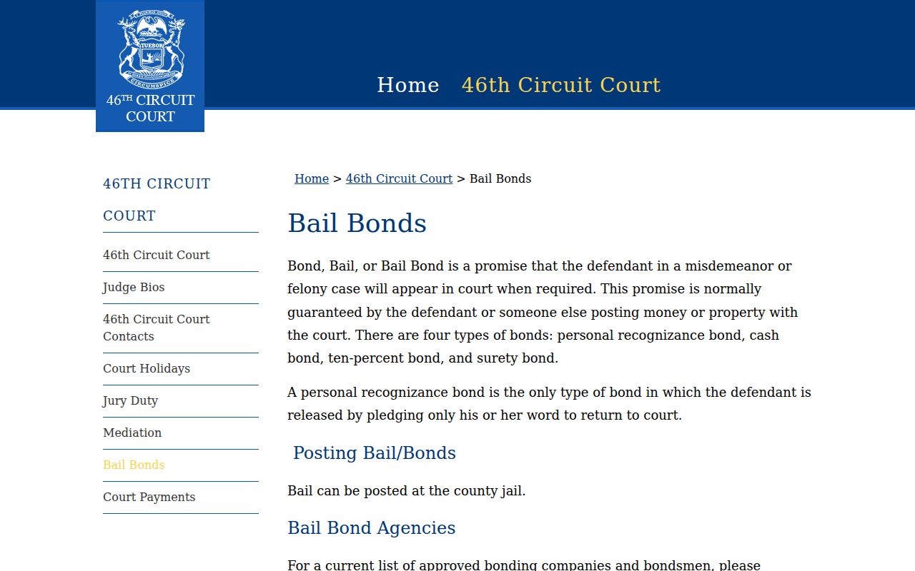 Crawford County bench warrant lookup: four bail and bond categories