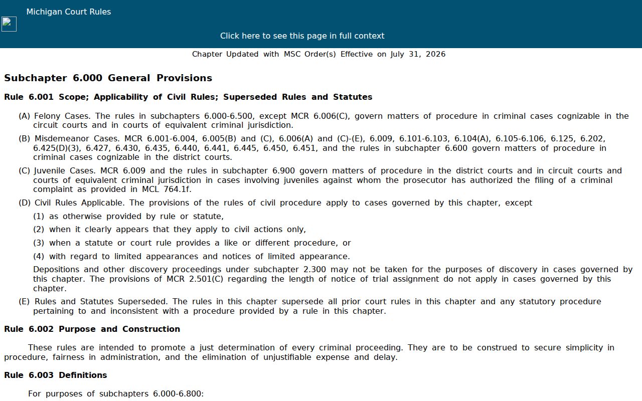 Crawford County bench warrant lookup: Michigan court rule on failure to appear