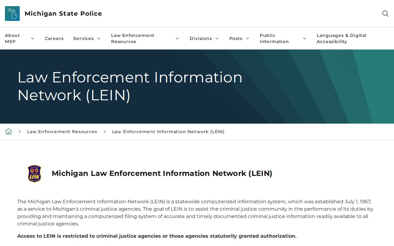 Crawford County active warrant search: restricted law enforcement information network page