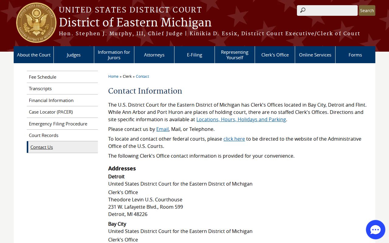 Crawford County most wanted records: federal clerk office serving the Eastern District of Michigan